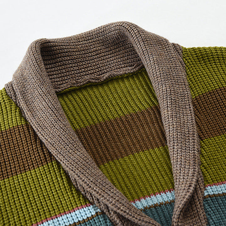 Męska kurtka swetrowa z kolorowym blokiem 02918584X