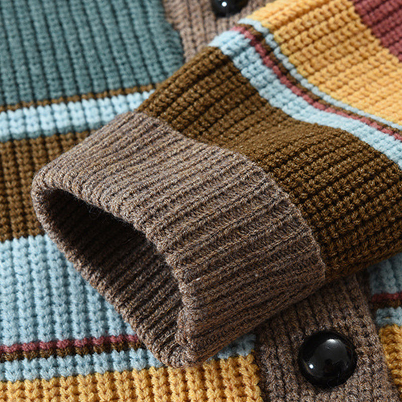 Męska kurtka swetrowa z kolorowym blokiem 02918584X