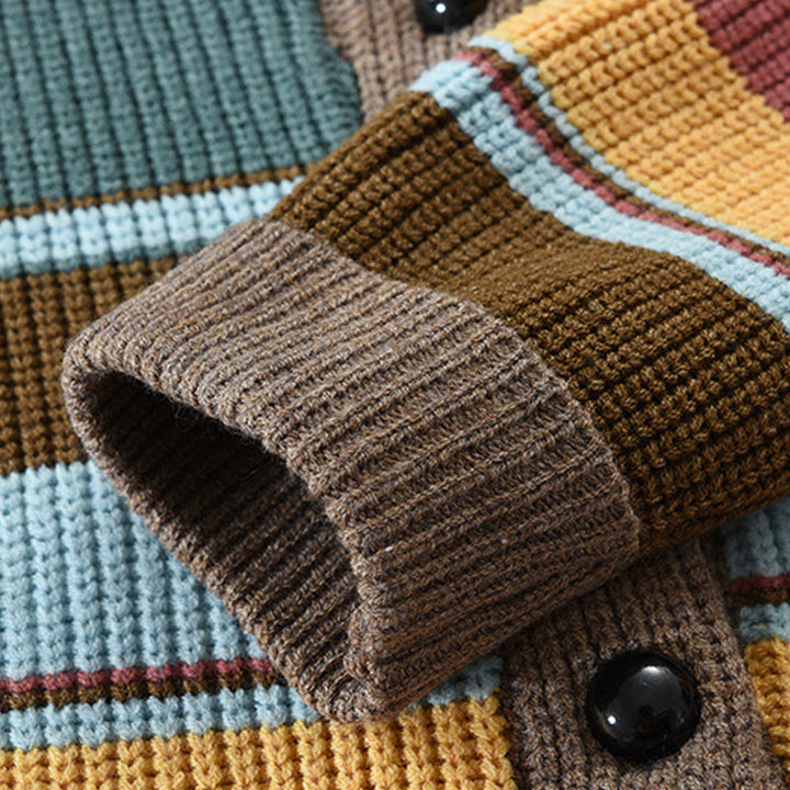 Męska kurtka swetrowa z kolorowym blokiem 02918584X