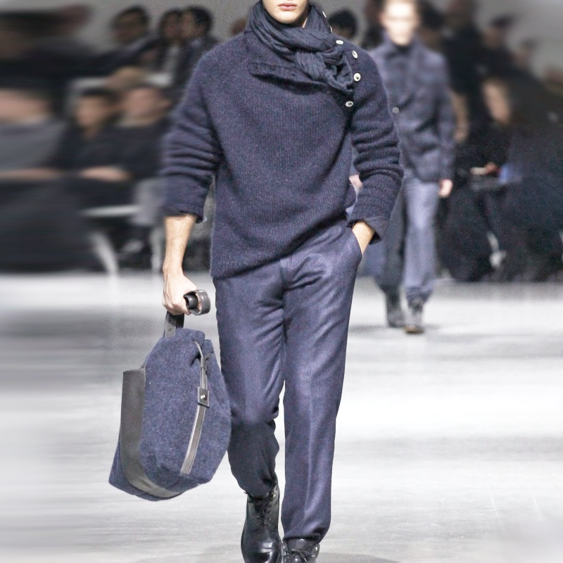 Męski sweter z długim rękawem i guzikami w jednolitym kolorze 21588765Z