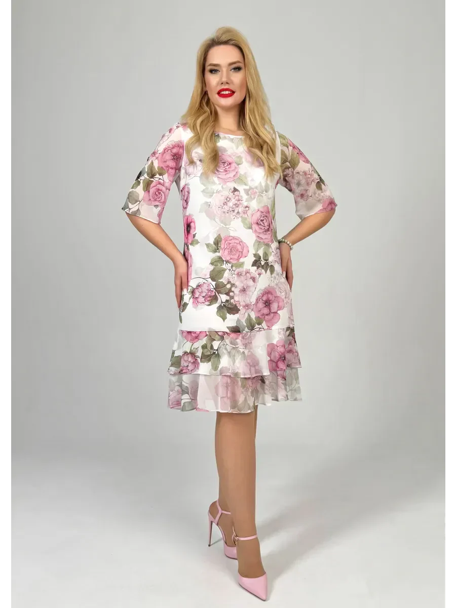 Samanta | Letnie luźne sukienki z okrągłym dekoltem i krótkim rękawem