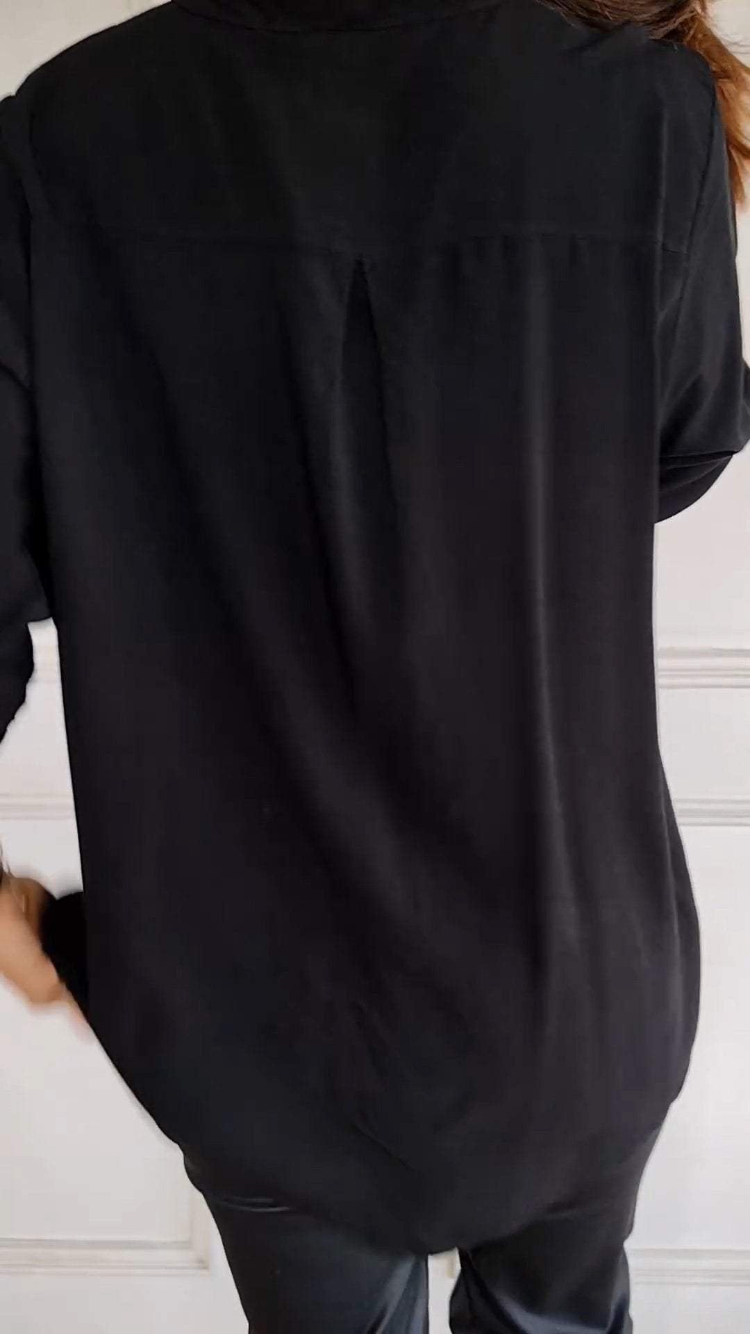 Stefania | Codzienna koszula z cekinową kieszonką