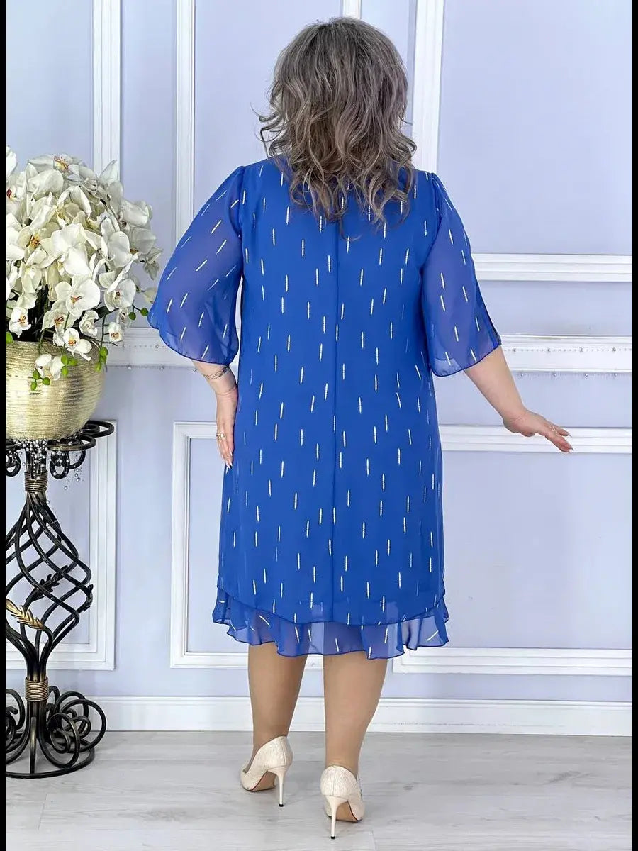 Wioletta | Elegancka midi sukienka z szyfonu z fałdami