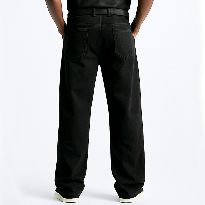 Męskie Stylowe Czarne Spodnie Dżinsowe z Zamkiem MTA0710H4U