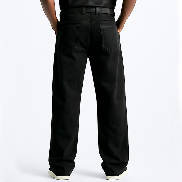 Męskie Stylowe Czarne Spodnie Dżinsowe z Zamkiem MTA0710H4U