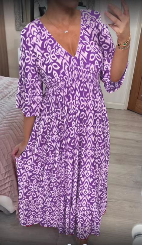 Koraliowa Łąka – Lekka Maxi Sukienka