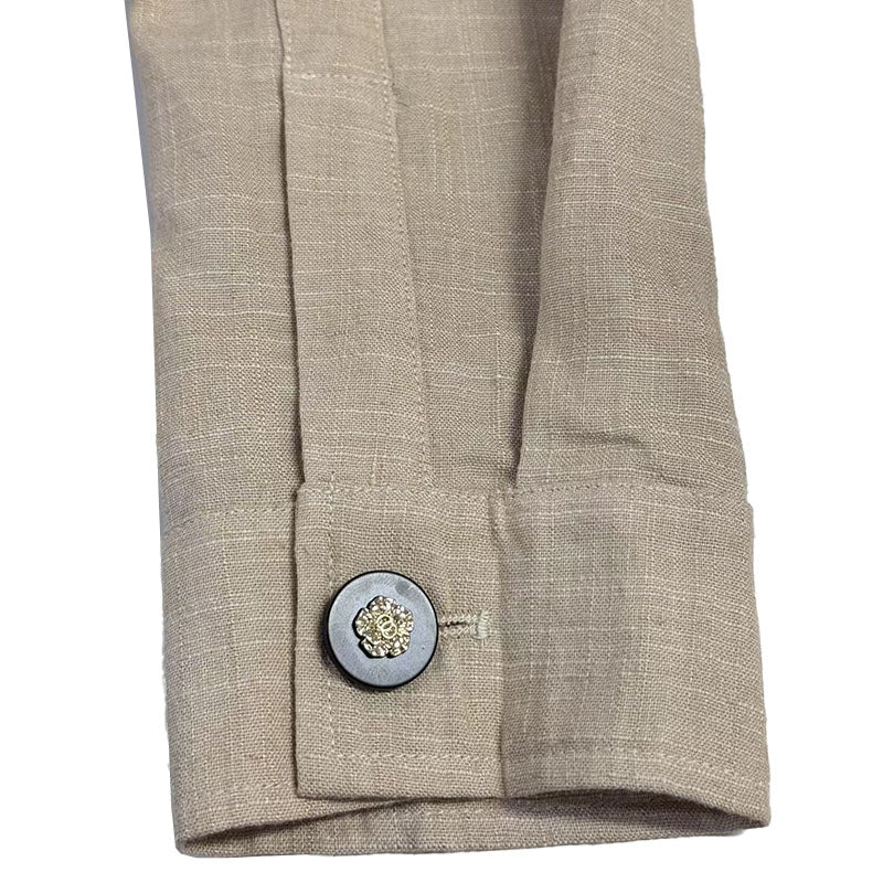 Męska Luźna Koszula z Lnianym Haftem i Długim Rękawem - Model 13095416M