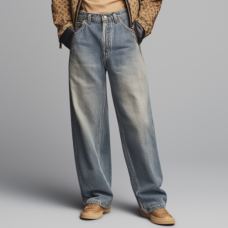 Męskie Vintage Prane Dżinsy Proste MTA2935H2P