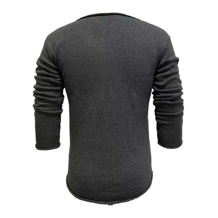 Męski sweter casualowy z dekoltem w serek, długi rękaw, slim fit, dzianinowy 30697065M