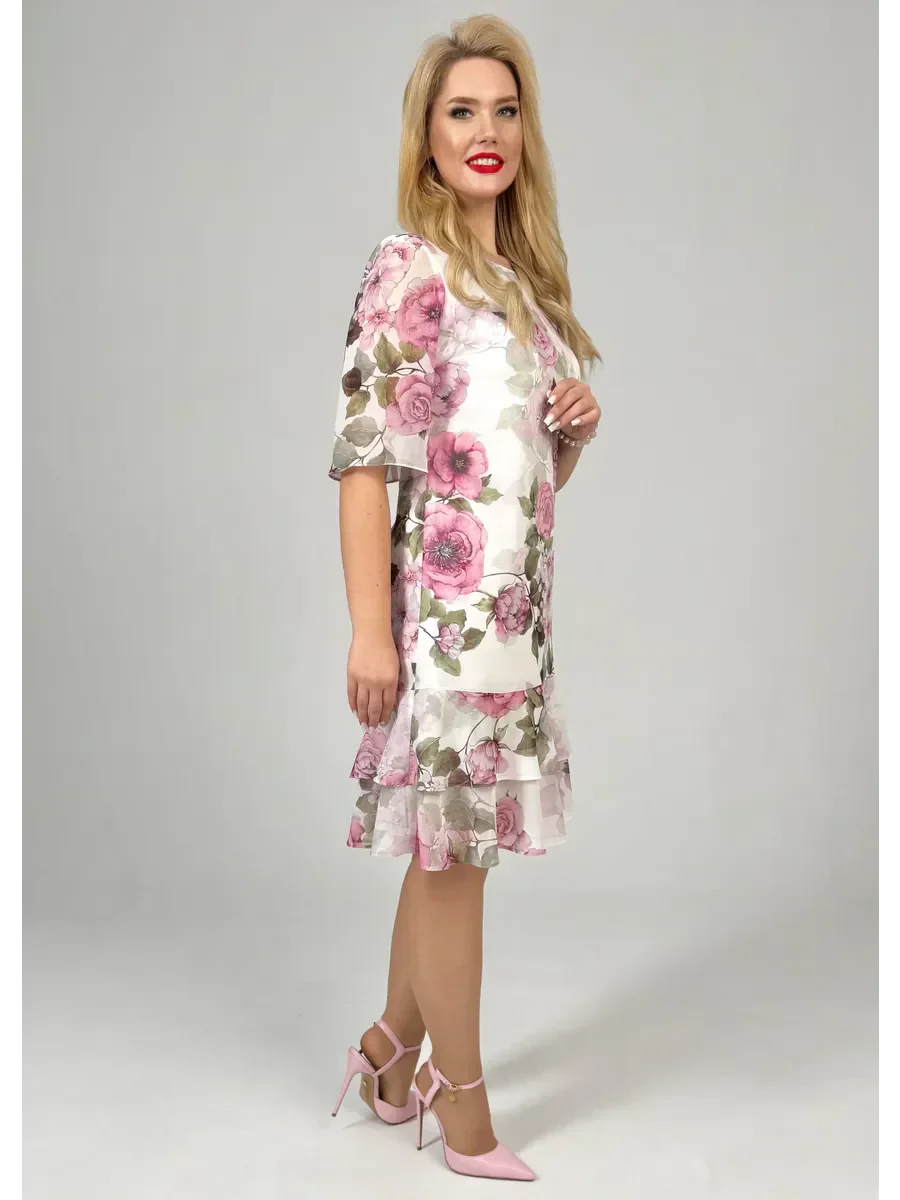 Samanta | Letnie luźne sukienki z okrągłym dekoltem i krótkim rękawem