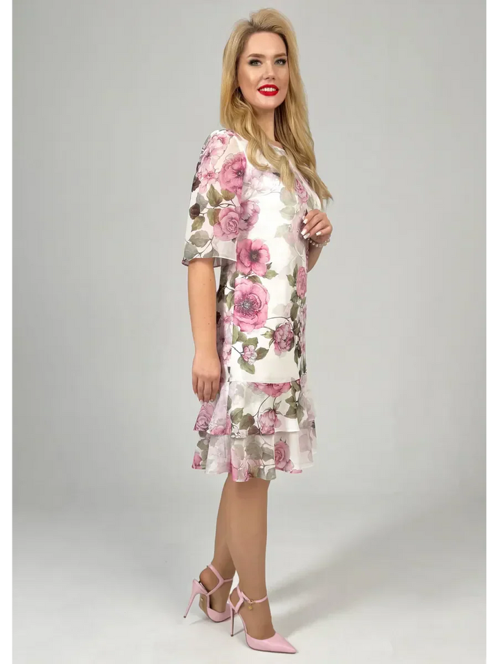 Samanta | Letnie luźne sukienki z okrągłym dekoltem i krótkim rękawem