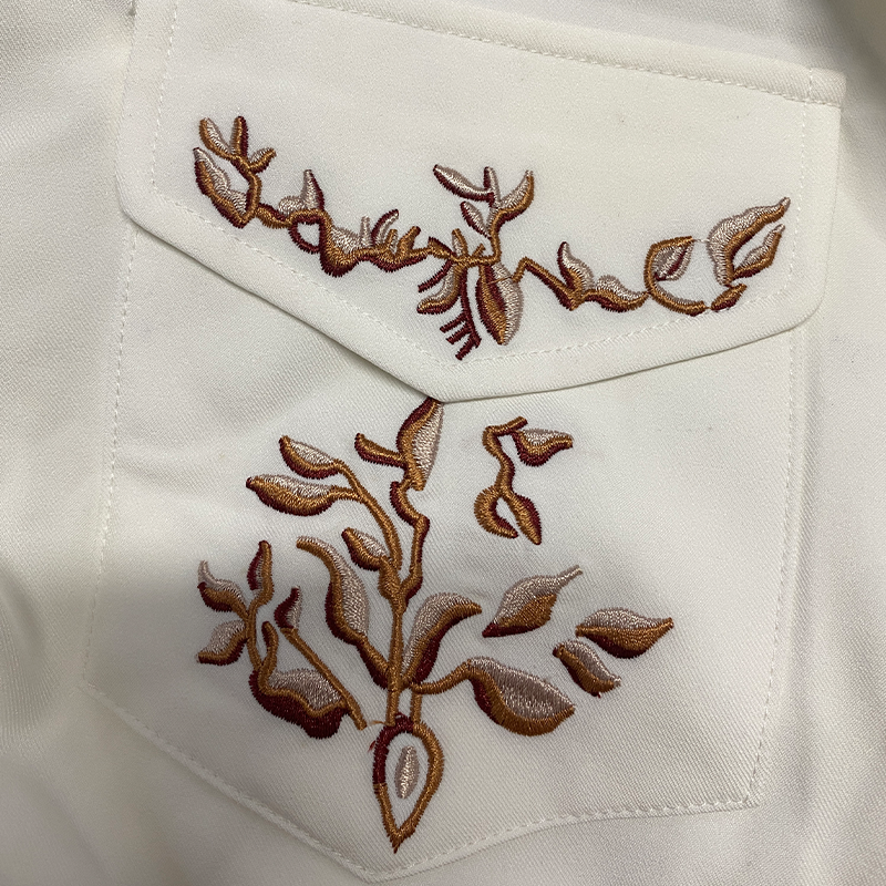 Męska klasyczna koszula w amerykańskim stylu z haftem, slim fit, bawełniana, długie rękawy - model 98153445K