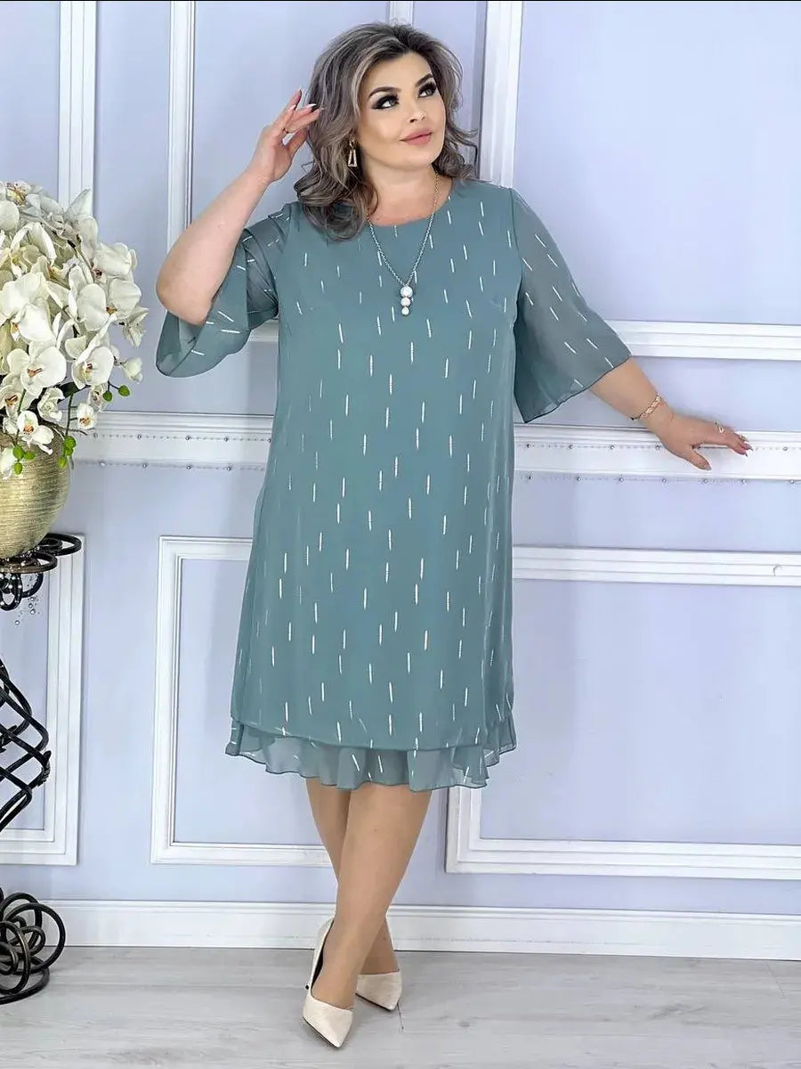 Wioletta | Elegancka midi sukienka z szyfonu z fałdami