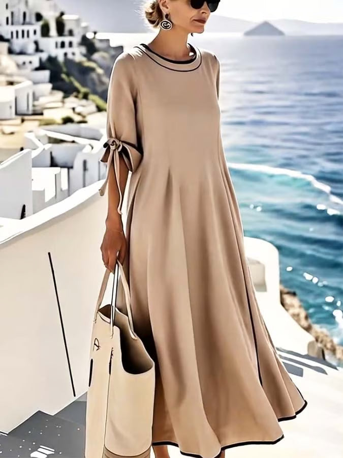 Amira – Luźna Sukienka z Wiązaniem i Paseczkami