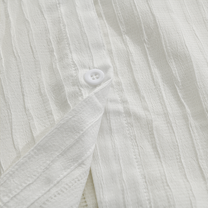 Męska jednolita koszula z długim rękawem z paskami - model 94598700Z