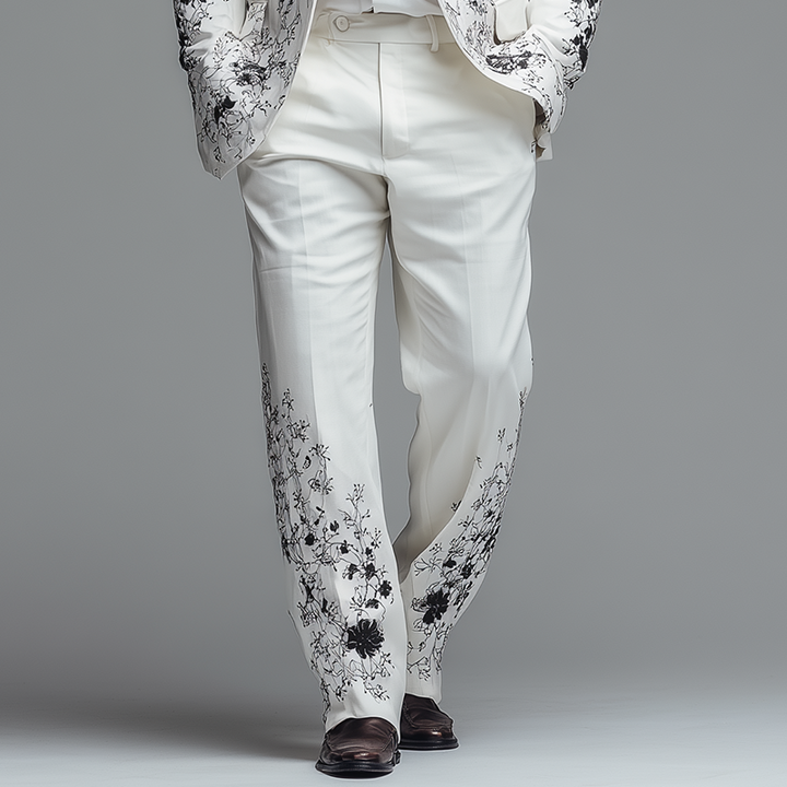 Męska Moda Proste Wzorzyste Spodnie Marynarka MTA1817H6P