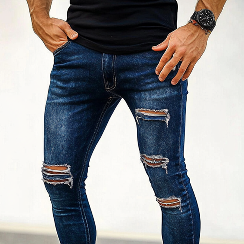 Męskie Zniszczone Vintage Prane Slim Jeans MTA1653F0X