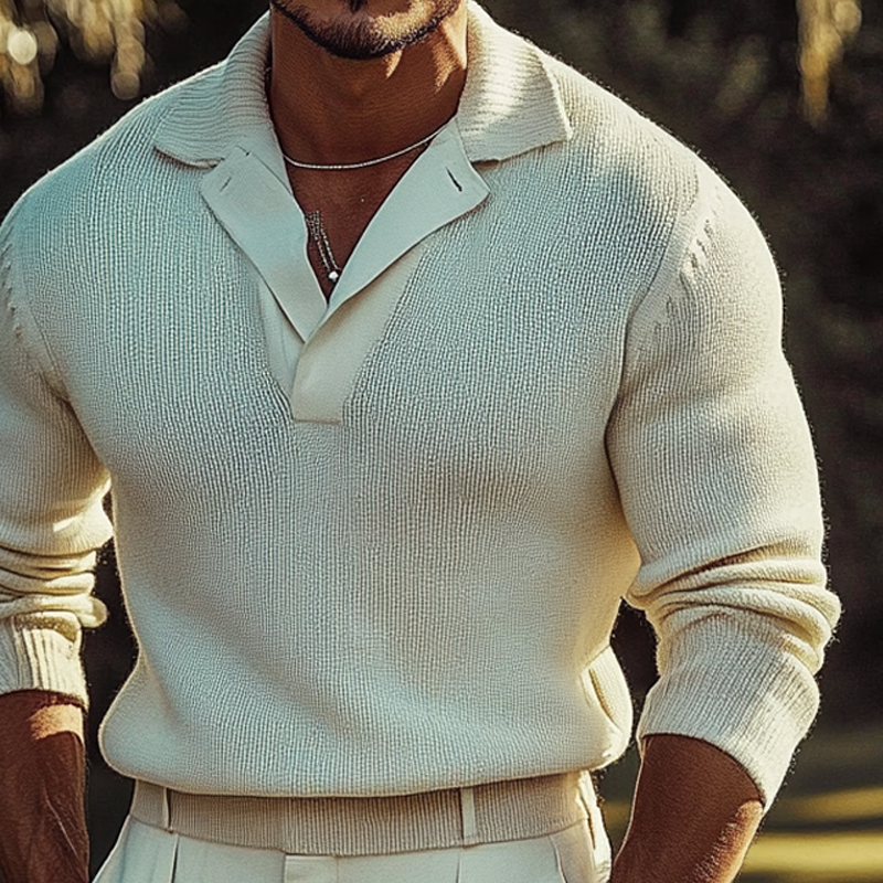 Męski Sweter Pleciony w Prostej Farbze z Luźnym Krojem MTA2768H6X