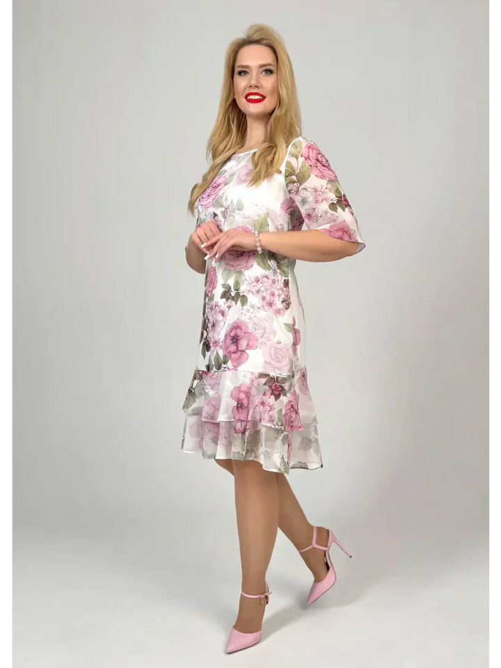 Samanta | Letnie luźne sukienki z okrągłym dekoltem i krótkim rękawem