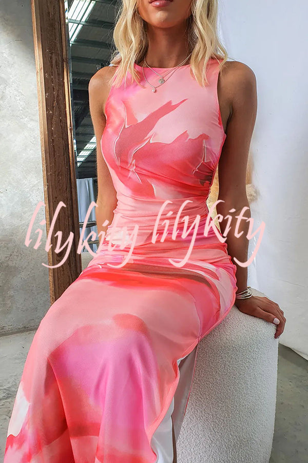 Zuzanna – Kwiecista Maxi Sukienka z Tiulową Warstwą