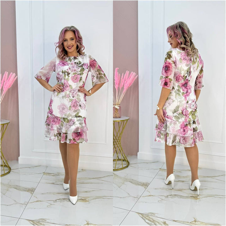 Samanta | Letnie luźne sukienki z okrągłym dekoltem i krótkim rękawem