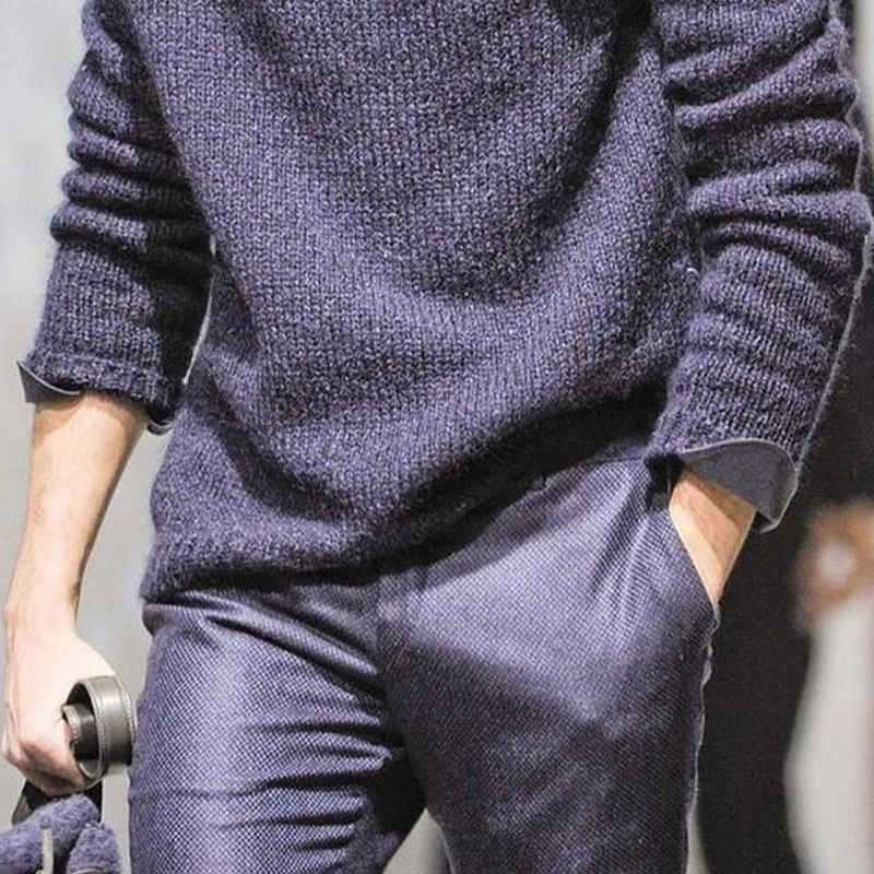 Męski sweter z długim rękawem i guzikami w jednolitym kolorze 21588765Z