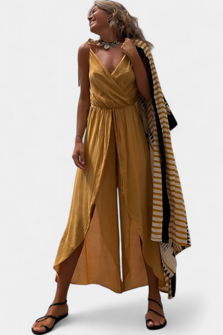 Anna | Bawełnowy kombinezon z bocznymi rozcięciami