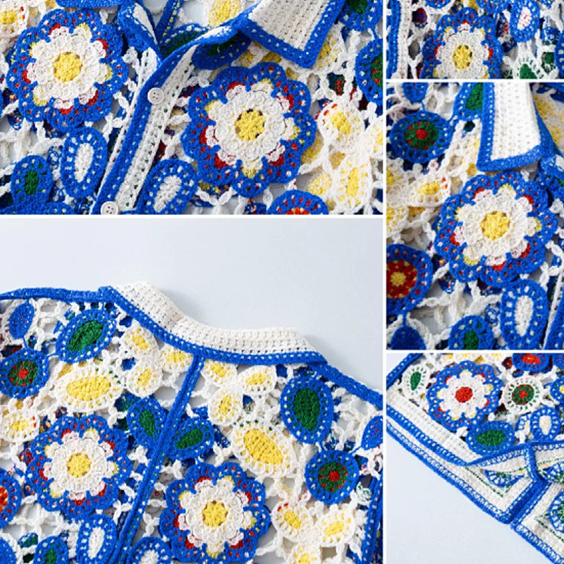 Męska koszula z krótkim rękawem w kwiatowy wzór żakardowy MTA0556F8X