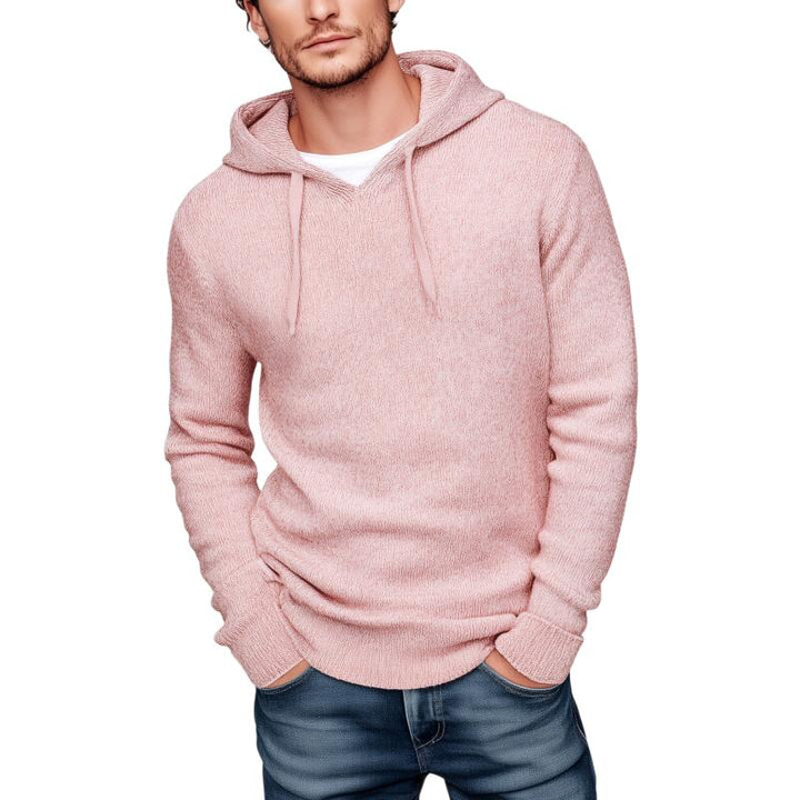 Męski casualowy sweter z kapturem w jednolitym kolorze, slim fit MTA2772H4M