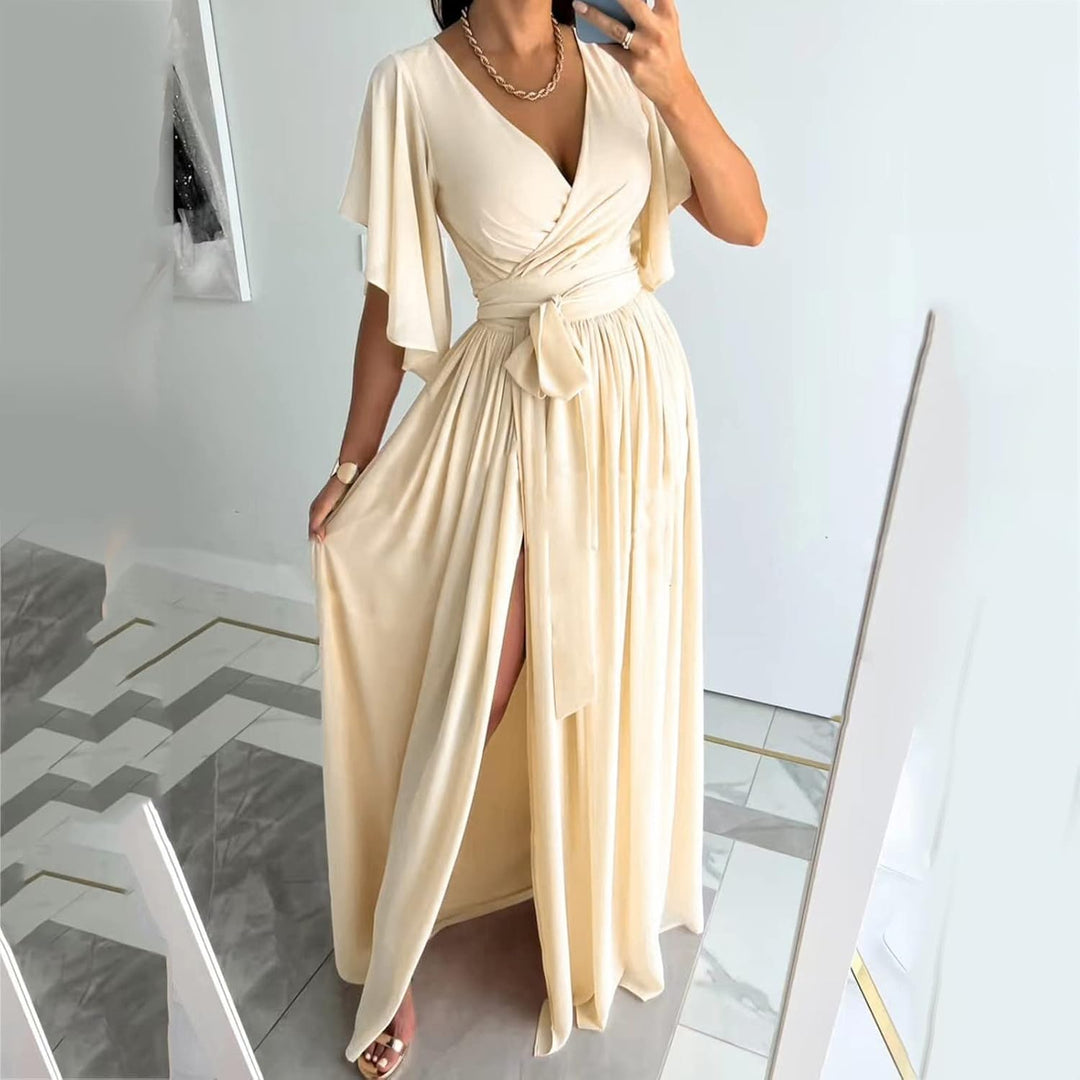 Daria | Sukienka damska z falbankowymi rękawami w kształcie motyla