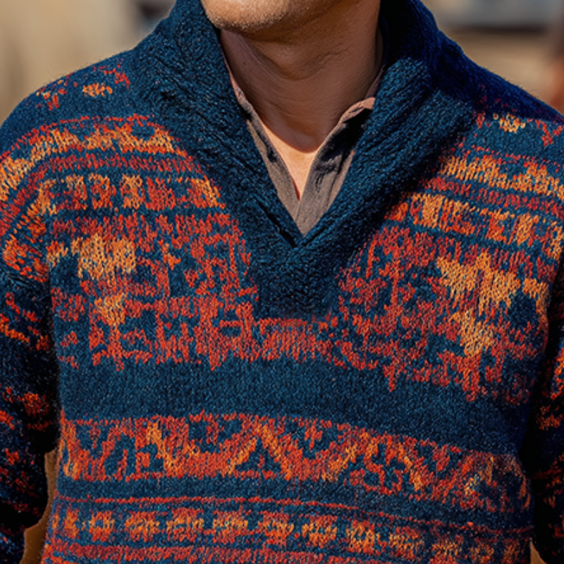 Męski Vintage Casual Western Ranch Sweter MTA1544H6TO