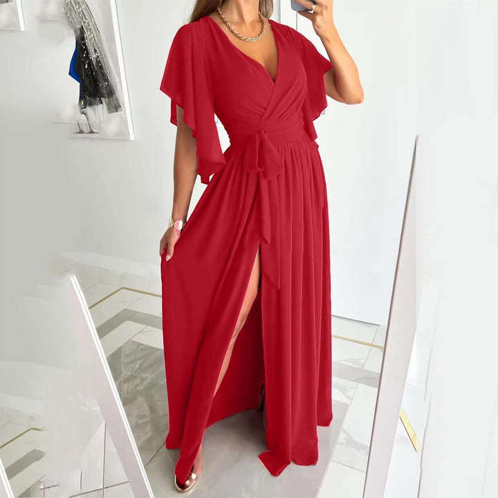 Daria | Sukienka damska z falbankowymi rękawami w kształcie motyla