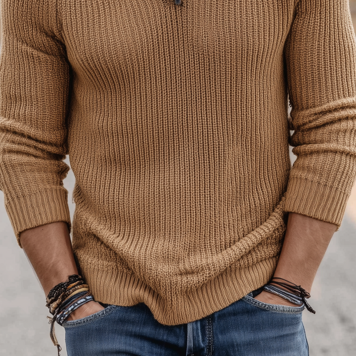 Męski klasyczny casual sweter V-neck slim fit cienki z długim rękawem MTA0247H1K