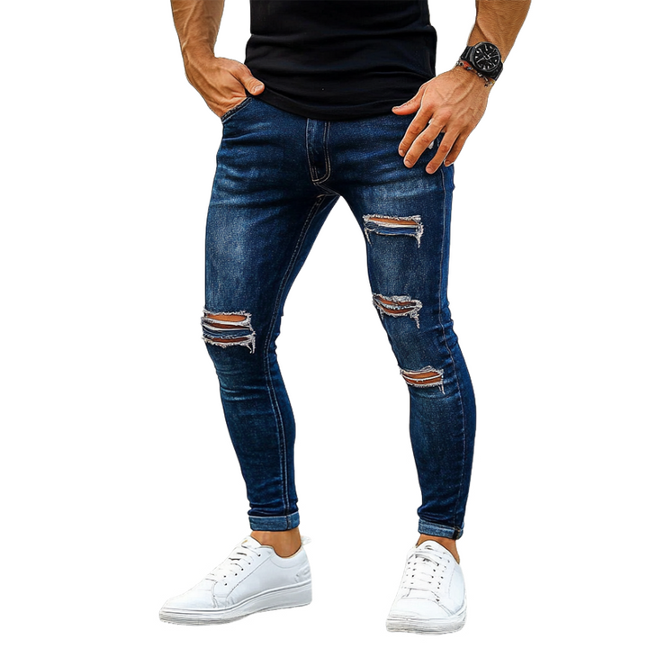 Męskie Zniszczone Vintage Prane Slim Jeans MTA1653F0X