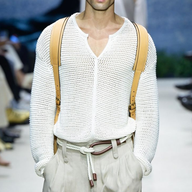 Męski sweter T-shirt z dekoltem w serek w jednolitym kolorze na wiosnę i jesień MTA0636H5U