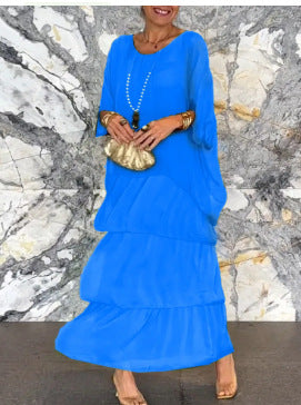 Dorota | Boho Maxi Sukienka z Efektem Warstwowym