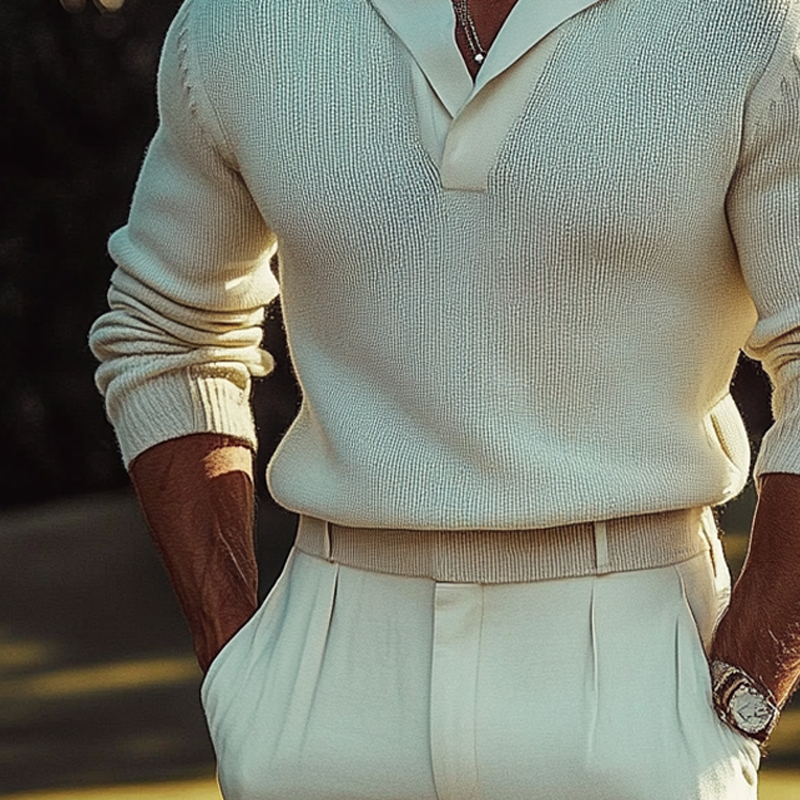 Męski Sweter Pleciony w Prostej Farbze z Luźnym Krojem MTA2768H6X