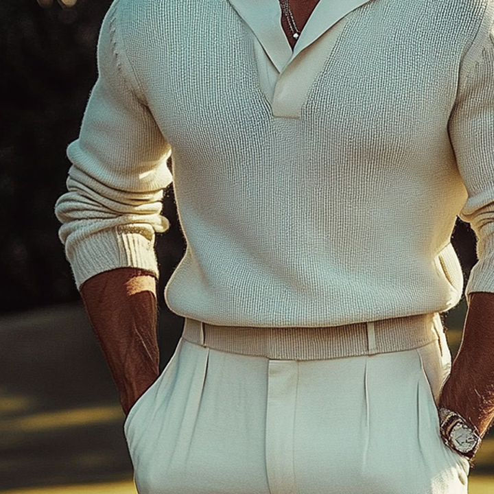 Męski Sweter Pleciony w Prostej Farbze z Luźnym Krojem MTA2768H6X