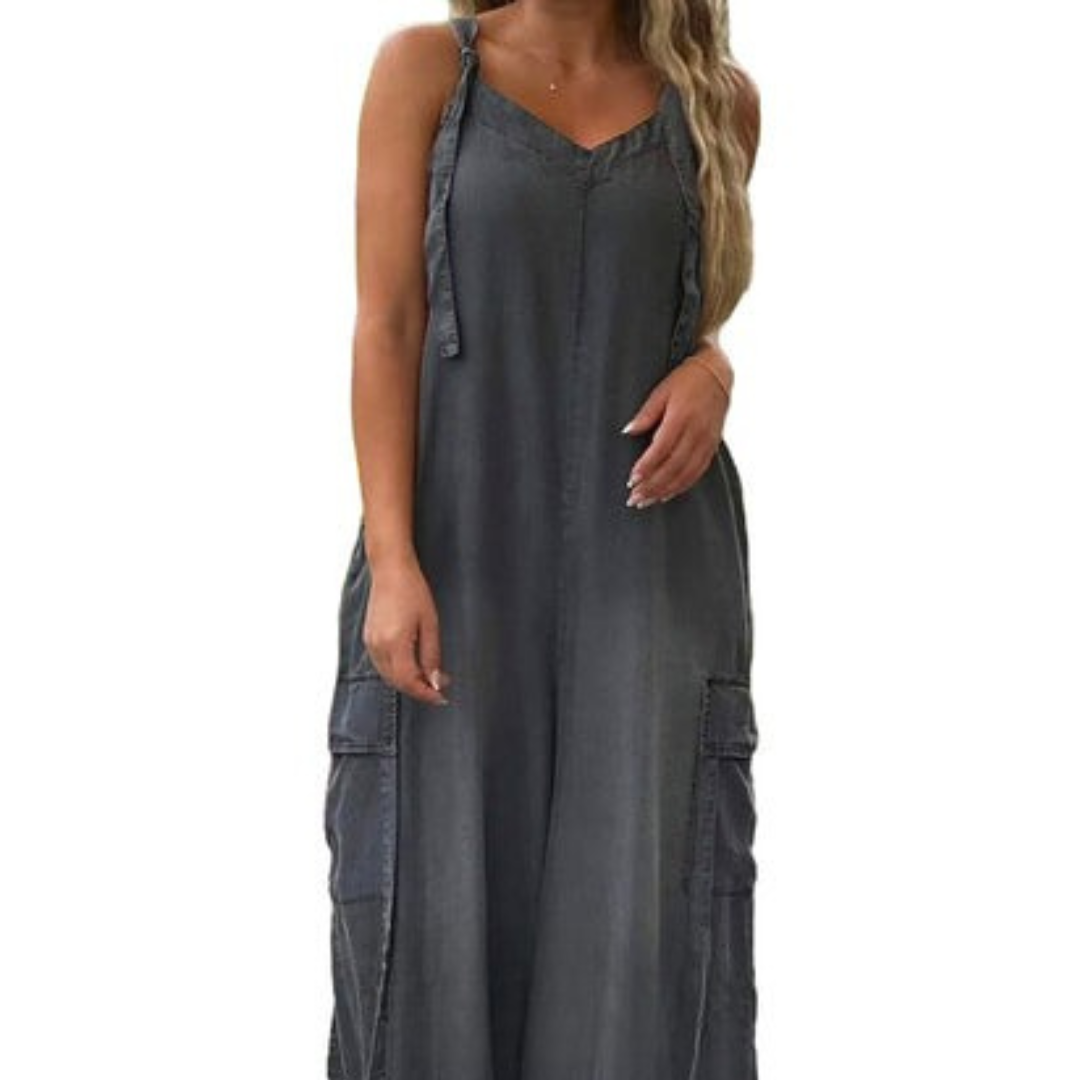 Lidka | Luźny kombinezon z szerokimi nogawkami i kieszeniami dla kobiet