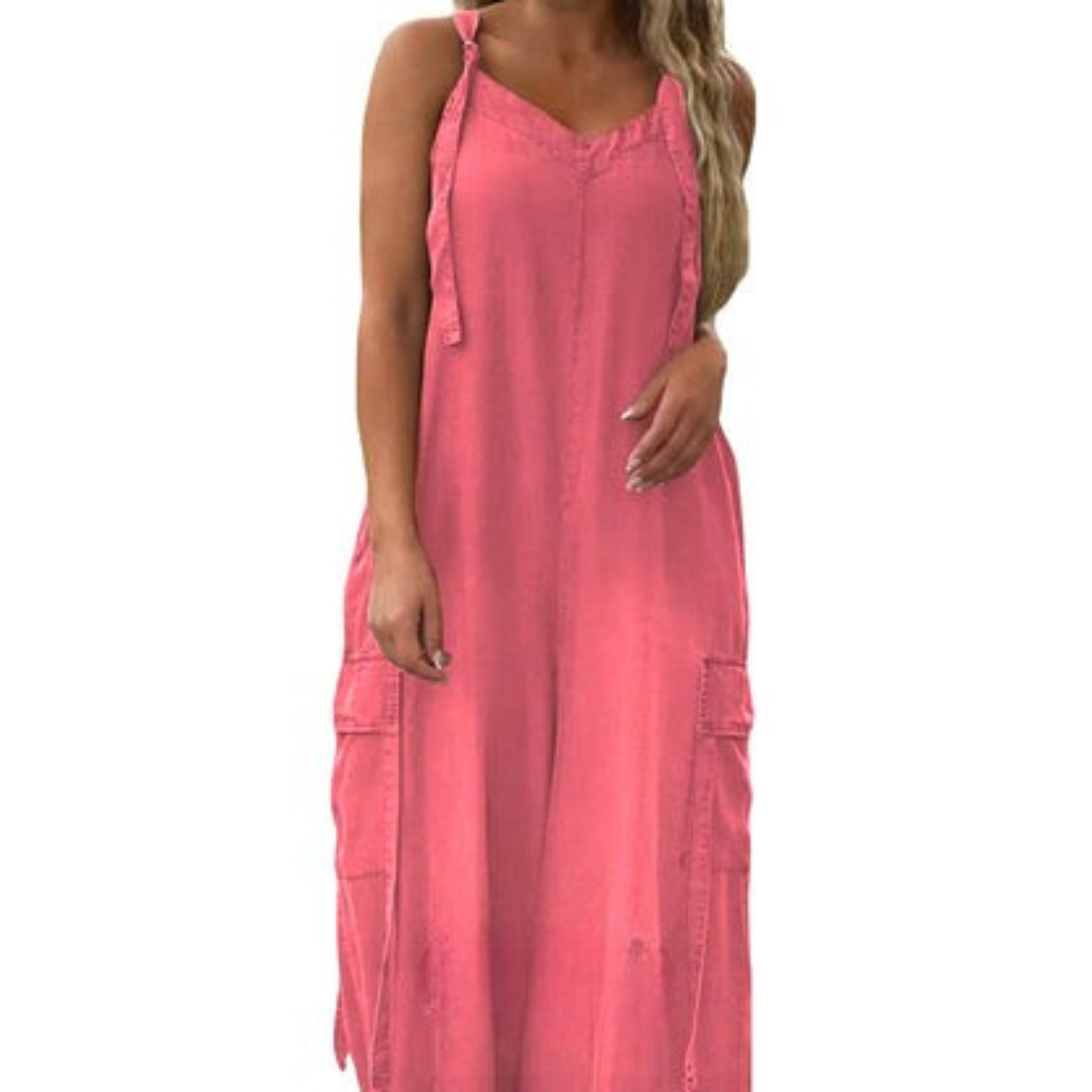 Lidka | Luźny kombinezon z szerokimi nogawkami i kieszeniami dla kobiet