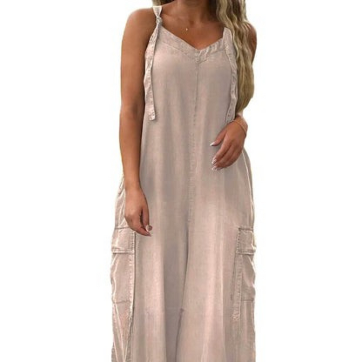 Lidka | Luźny kombinezon z szerokimi nogawkami i kieszeniami dla kobiet