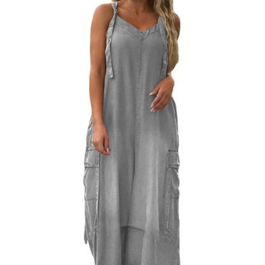 Lidka | Luźny kombinezon z szerokimi nogawkami i kieszeniami dla kobiet