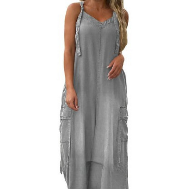 Lidka | Luźny kombinezon z szerokimi nogawkami i kieszeniami dla kobiet