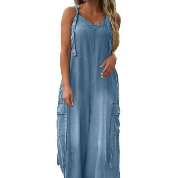 Lidka | Luźny kombinezon z szerokimi nogawkami i kieszeniami dla kobiet