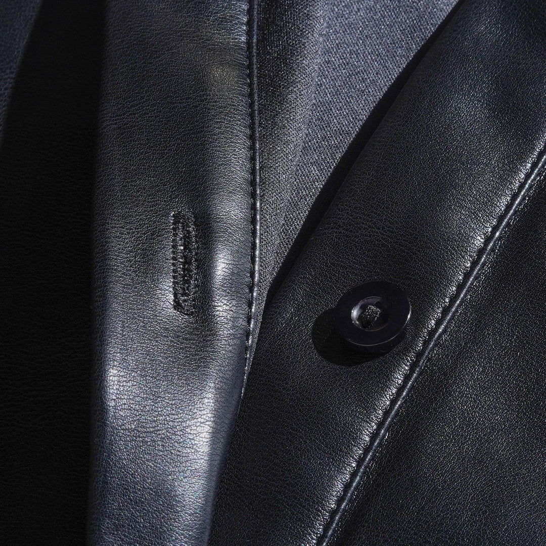 Męska Klasyczna Skórzana Koszula Casual Slim Fit z Długim Rękawem - Model 79897850K