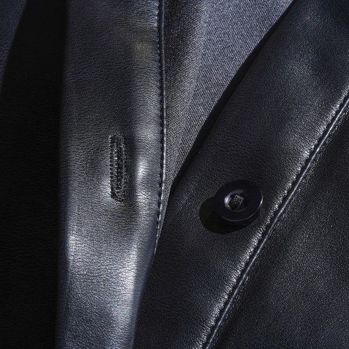 Męska Klasyczna Skórzana Koszula Casual Slim Fit z Długim Rękawem - Model 79897850K