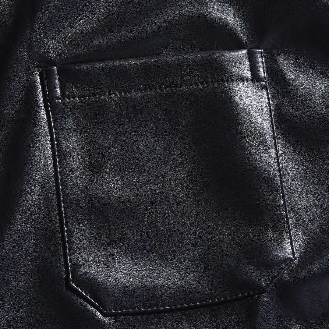 Męska Klasyczna Skórzana Koszula Casual Slim Fit z Długim Rękawem - Model 79897850K