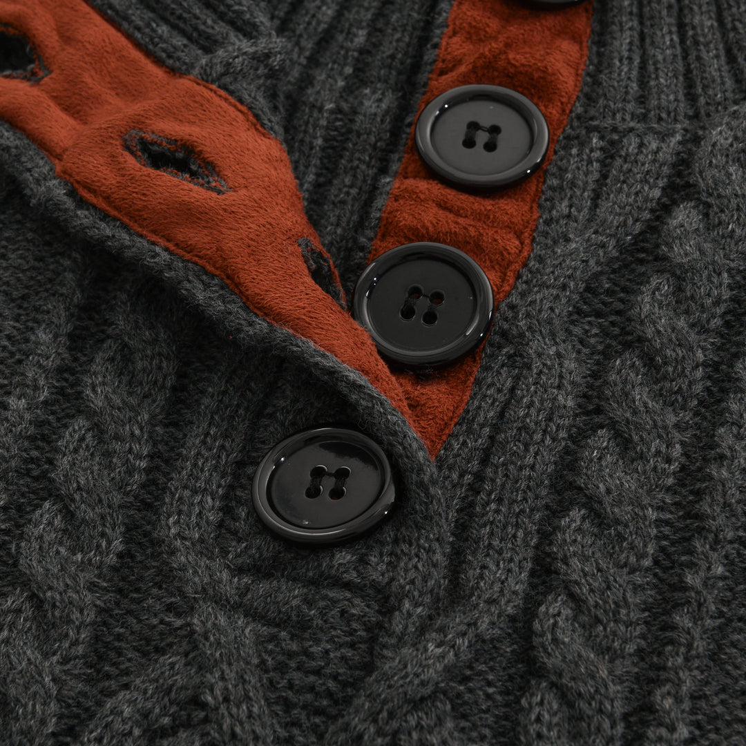 Męski vintage sweter pleciony z wysokim kołnierzem 63163731X