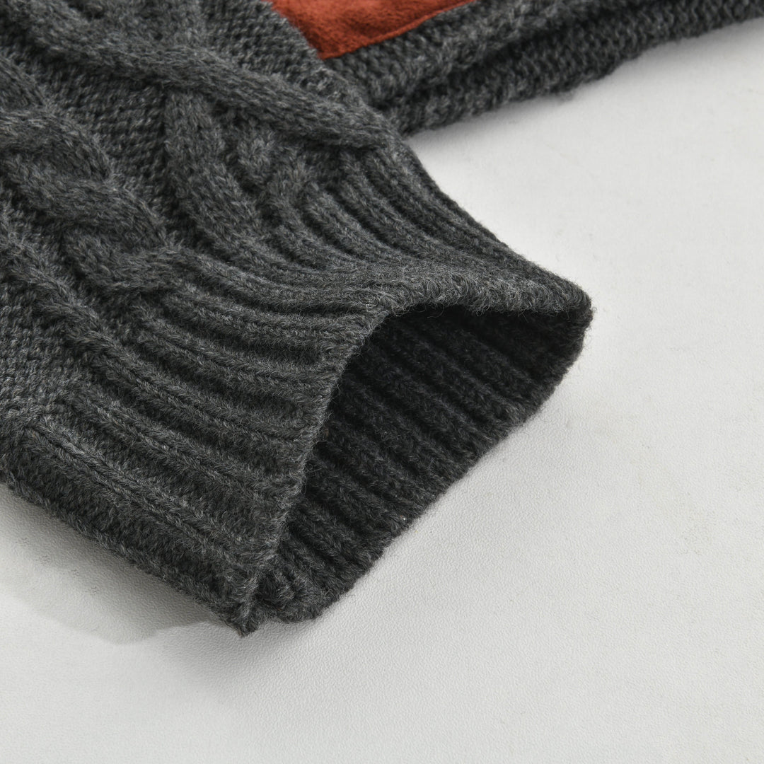 Męski vintage sweter pleciony z wysokim kołnierzem 63163731X