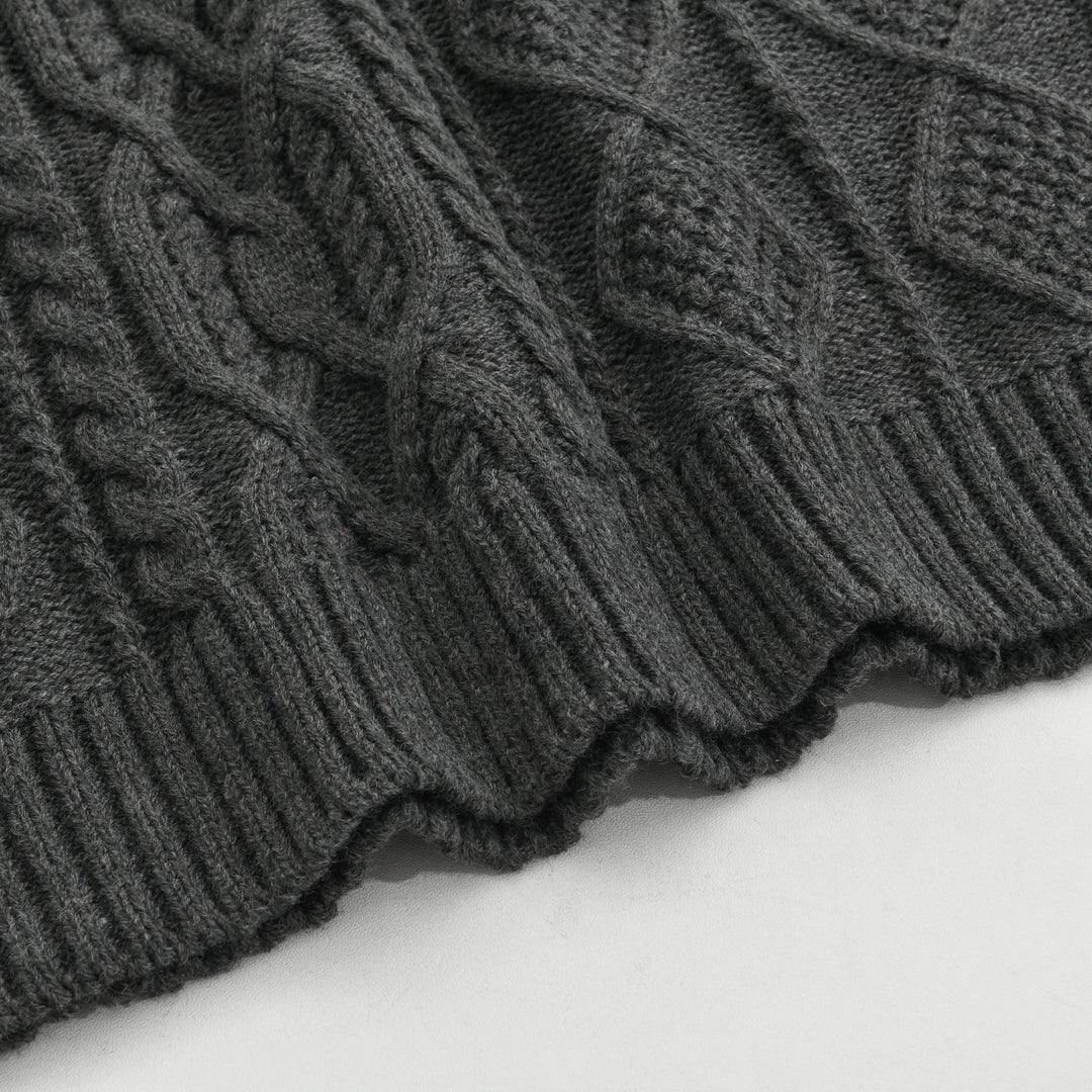 Męski vintage sweter pleciony z wysokim kołnierzem 63163731X